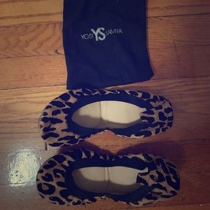 Yosi Samra leopard print pony hair foldable flats